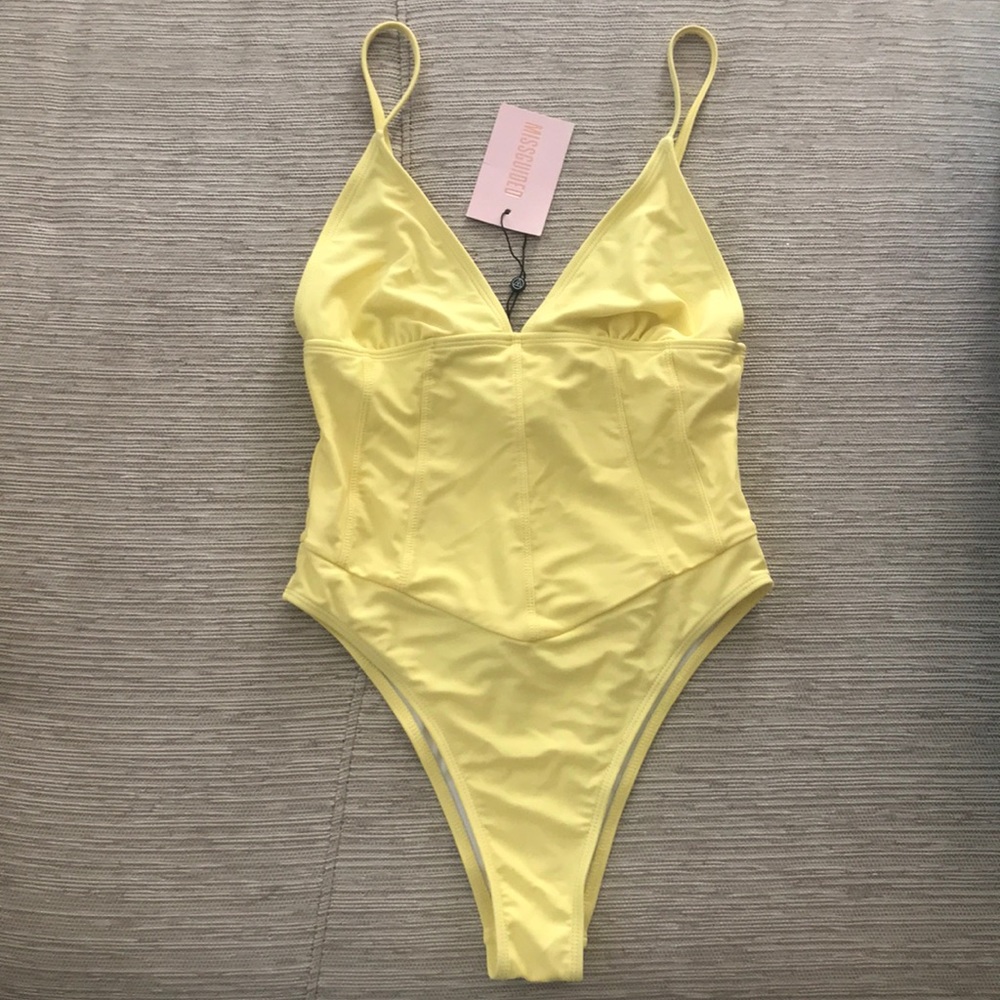 Missguided high leg one piece bathing suit